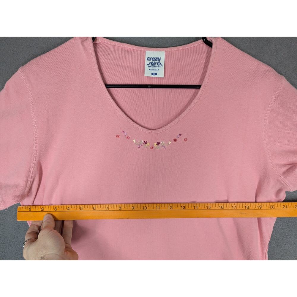 Vintage Crazy Shirts Hawaii '64 Womens XL Short Sleeve Pink Embroidered - Picture 9 of 10